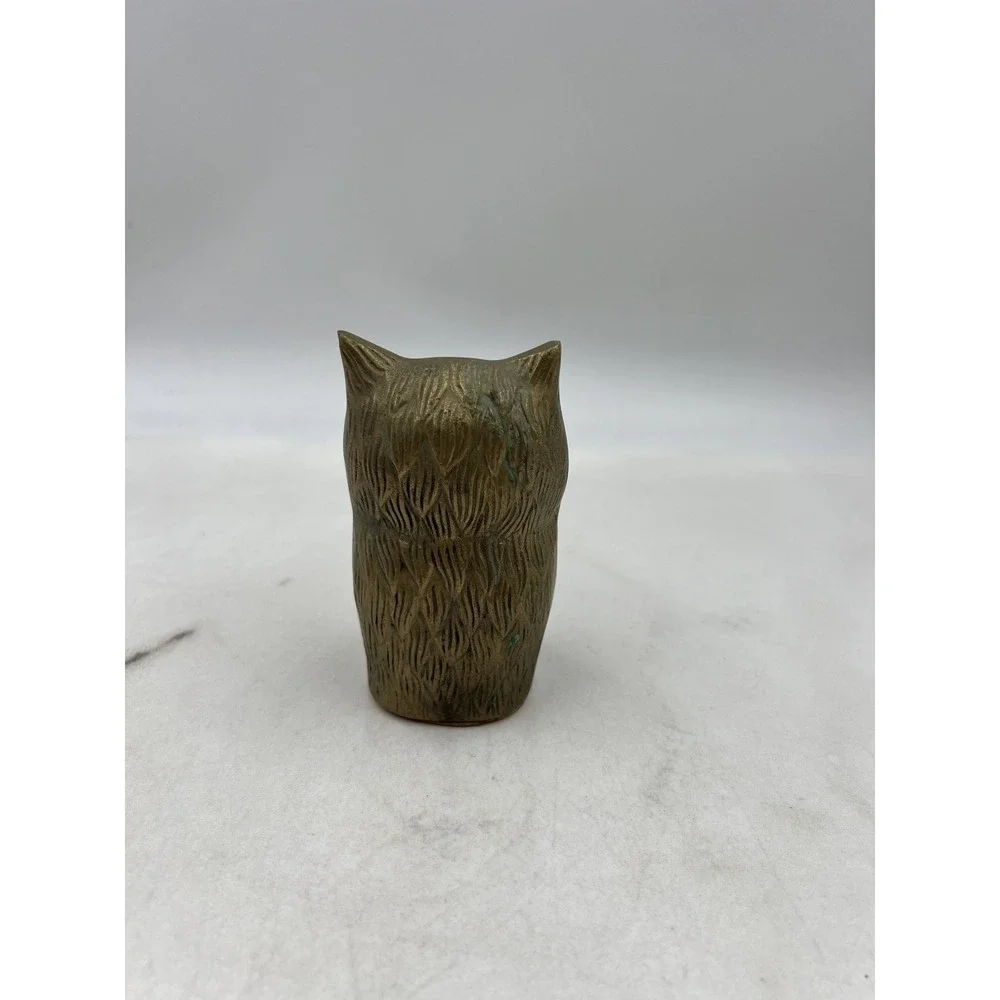 Vintage Brass Owl Figurine Paperweight 4.75